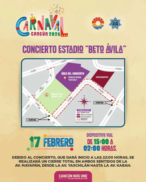 Comparsa de baile y color durante las celebraciones del Carnaval en Cancún