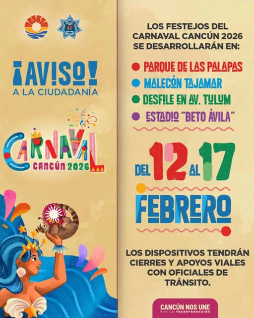 Ambiente familiar y asistentes disfrutando el Carnaval de Cancún en Malecón Tajamar