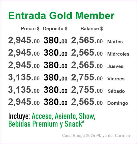 Horario Coco Bongo Playa del Carmen