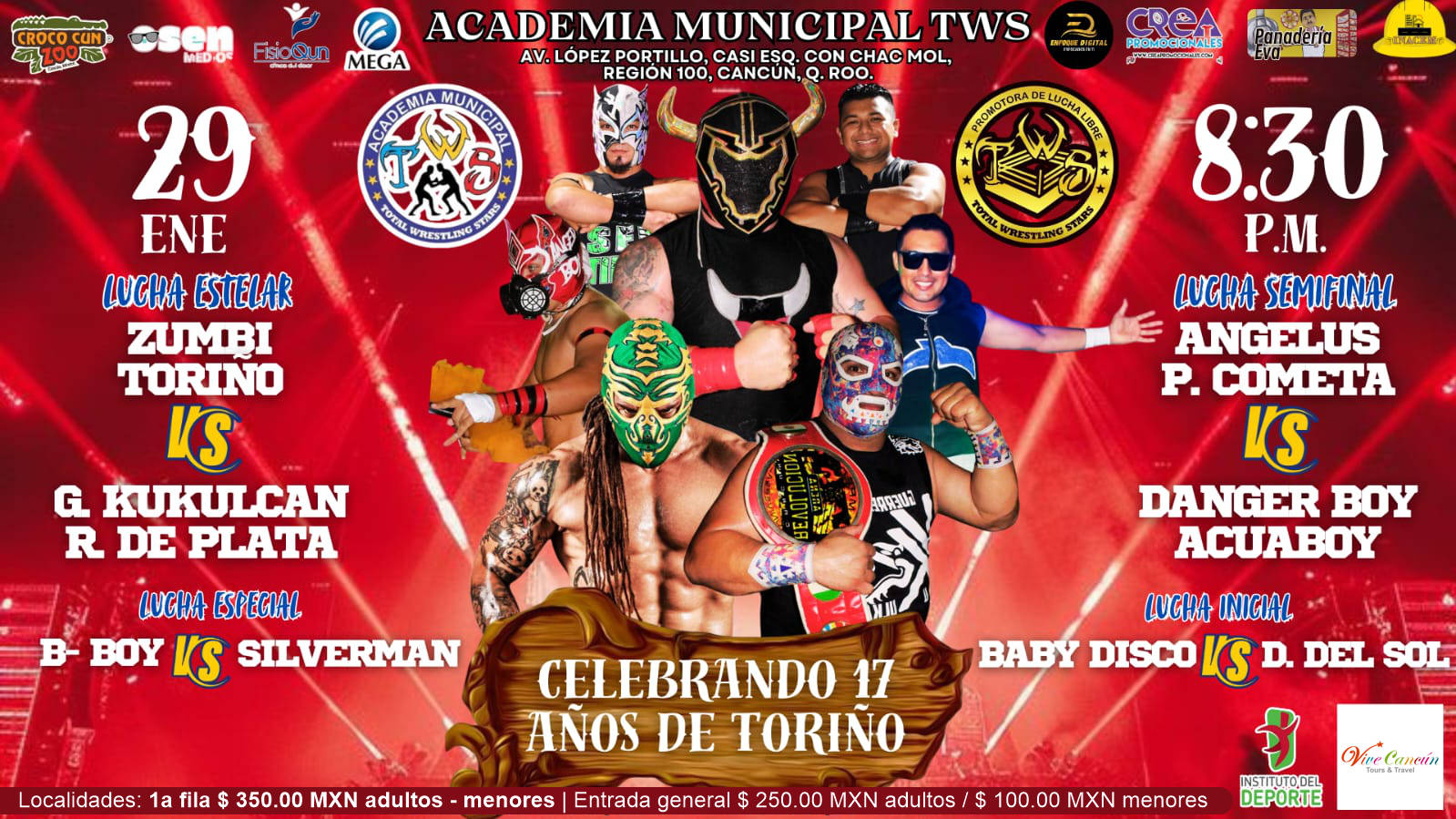 Lucha Libre en Cancún 29 de enero de 2025 - 8:30pm.