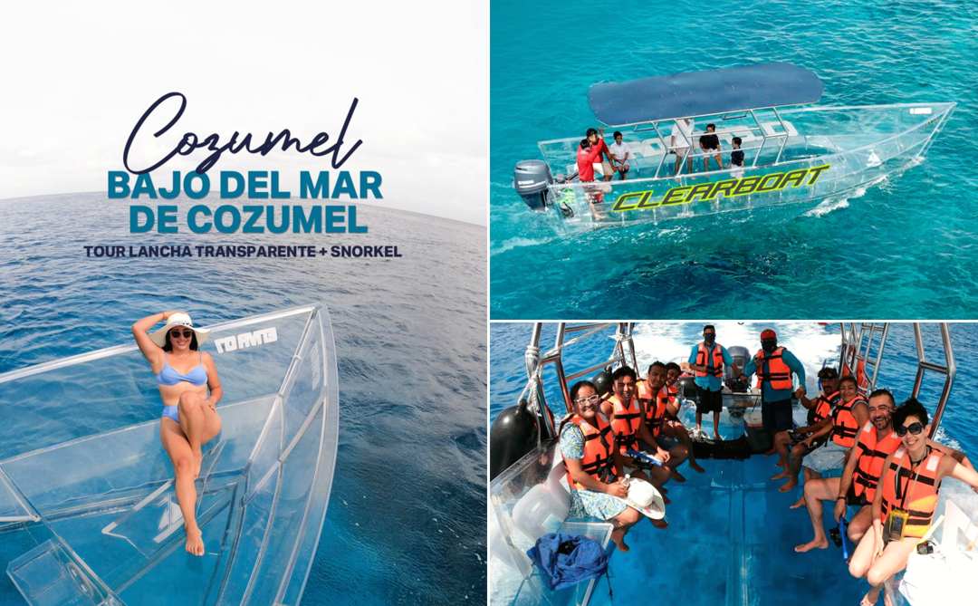 Tour Clear Boat Cozumel Lancha Transparente, Snorkel en Arrecifes 2023
