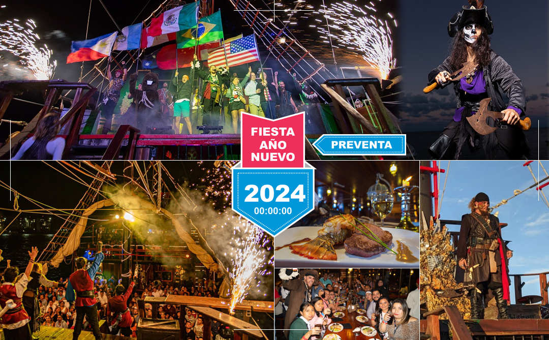 Fiesta Año Nuevo en Cancún 2023 a bordo del Barco Jolly Roger, Cena y Barra Libre Deluxe