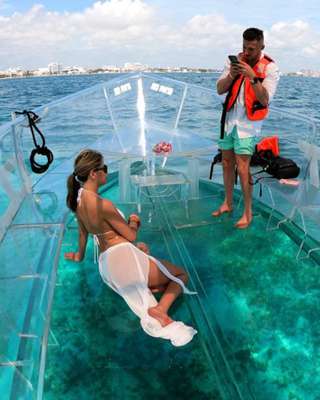 2024 Tour Economico Lancha Transparente Cancun Clear Boat