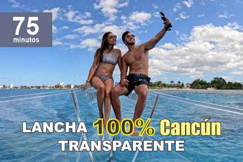 2025 Tour Economico Lancha Transparente Cancun Clear Boat