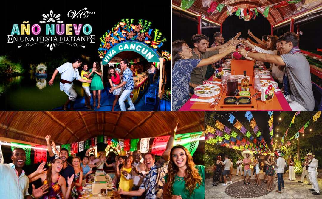 Fiesta Año Nuevo 2023 en Xoximilco Cancún desde Playa del Carmen 31/12/2022